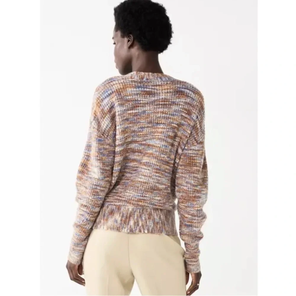 🦋 NWT Nine West Orange Blue Marled V-Neck Wrap Sweater Medium